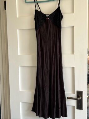Rouje Black Slip Dress with Lace Bodice